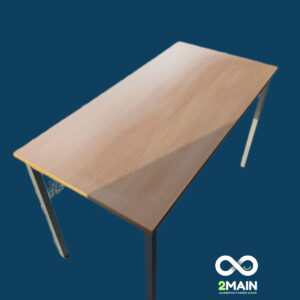 TABLE BOIS CLAIR ARMATURE GRISE DIM 60 x 120 x 75