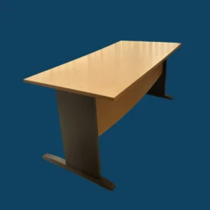 Bureau chêne clair 160x80x73 piètement panneau et voile de fond