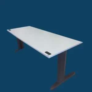 Bureau mélaminé blc piètement métal 180x80x72