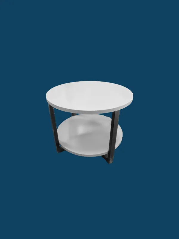 TABLE BASSE ACCUEIL DOUBLE PLATEAU GRIS D60 H45