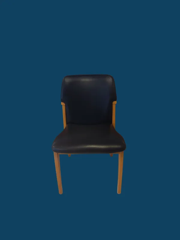 CHAISE VISITEUR BOIS & CUIR 49X50X85