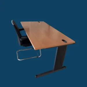 Bureau mélaminé chêne piètement métal 160x79x72